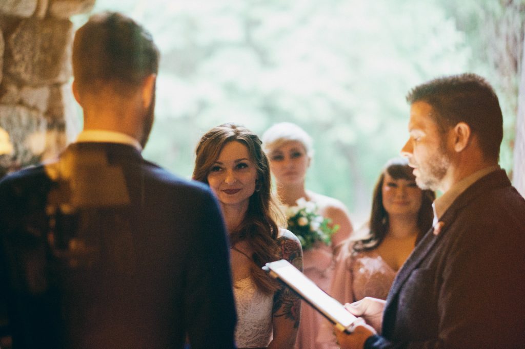 Intimate wedding in Mural Room at Majestic Hotel Yosemite