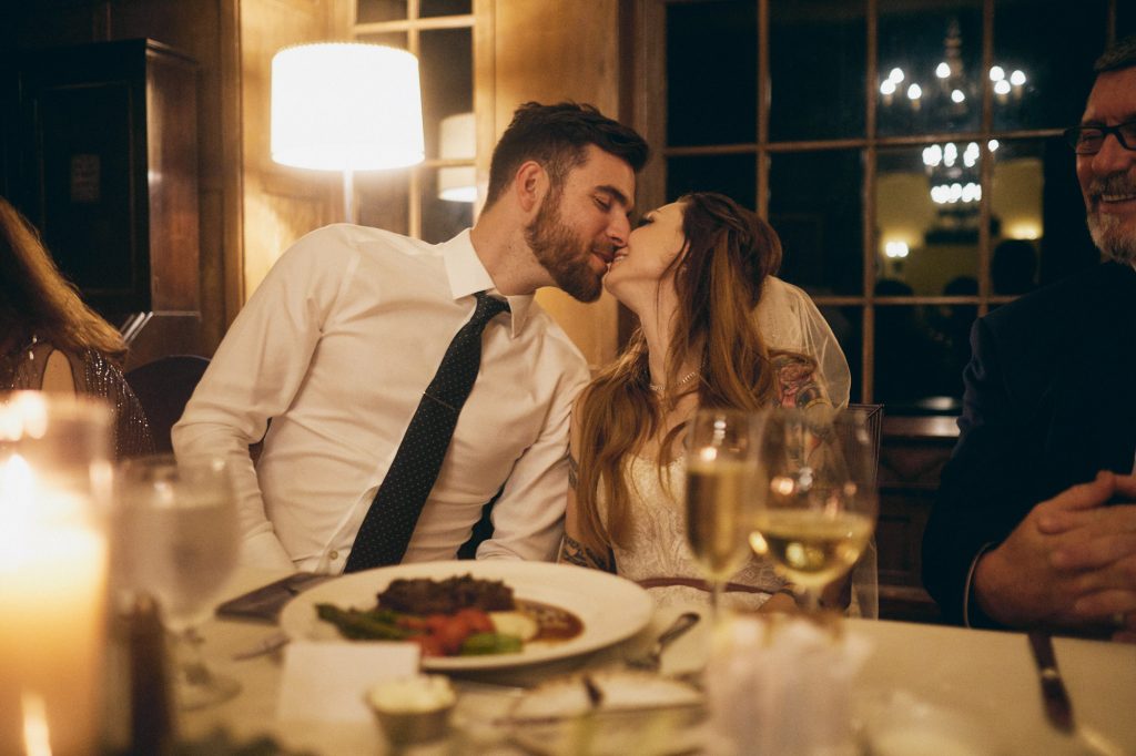 Intimate wedding in Mural Room at Majestic Hotel Yosemite