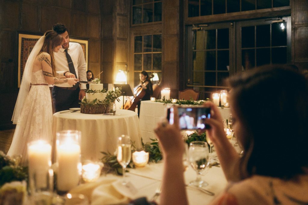 Intimate wedding in Mural Room at Majestic Hotel Yosemite